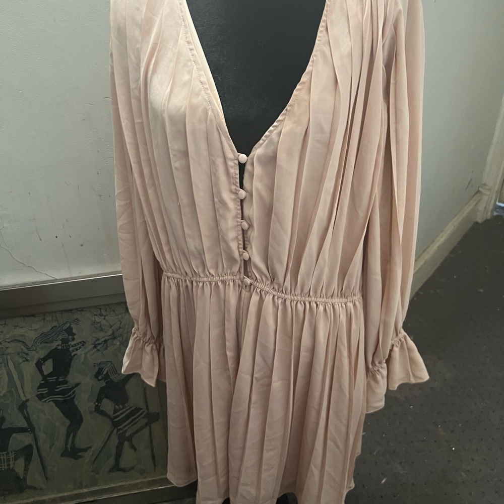 Fashion to Figure Dusty Rose Long Sleeve Pleated Dress